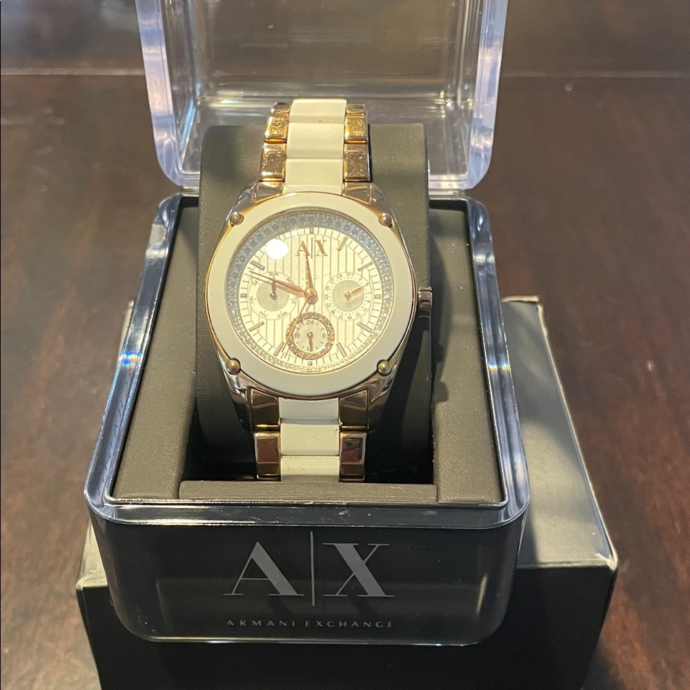 Armani Exchange Gold and White Timepiece